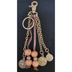 Kathy Van Zeeland Boy Scout/Girl Scout Leather, Beads, Chram & Chain Keychain